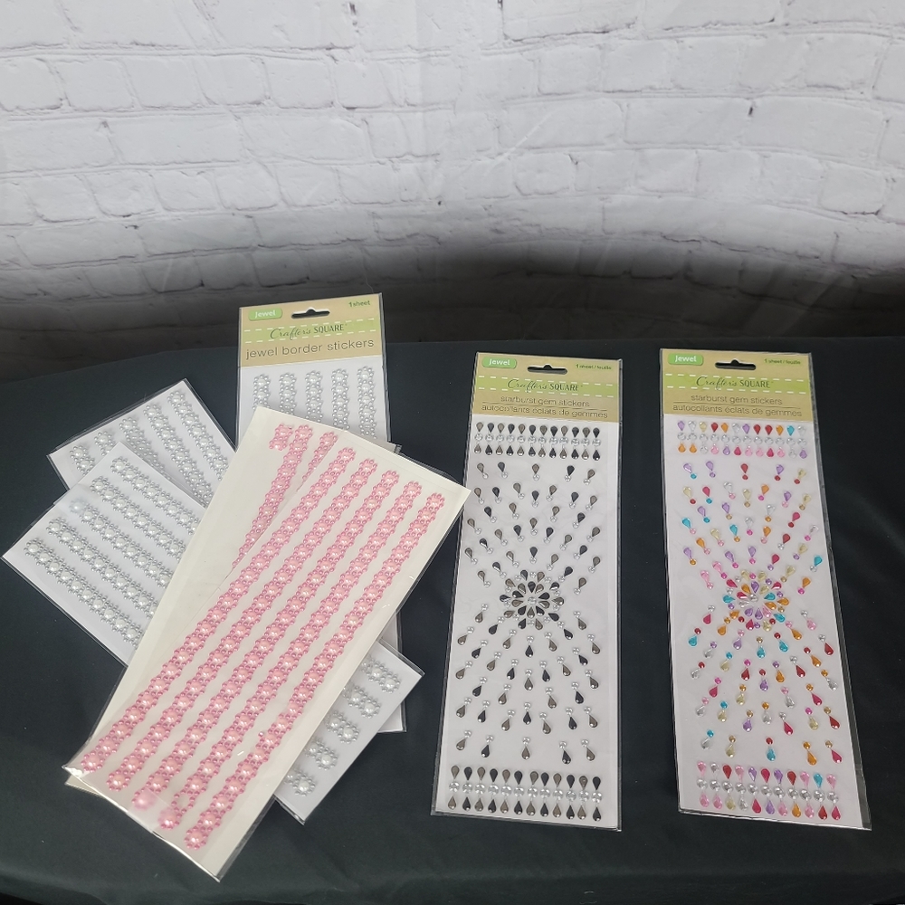 Crafters Square Jewel Boarder Stickers & Starburst Gem Stickers.